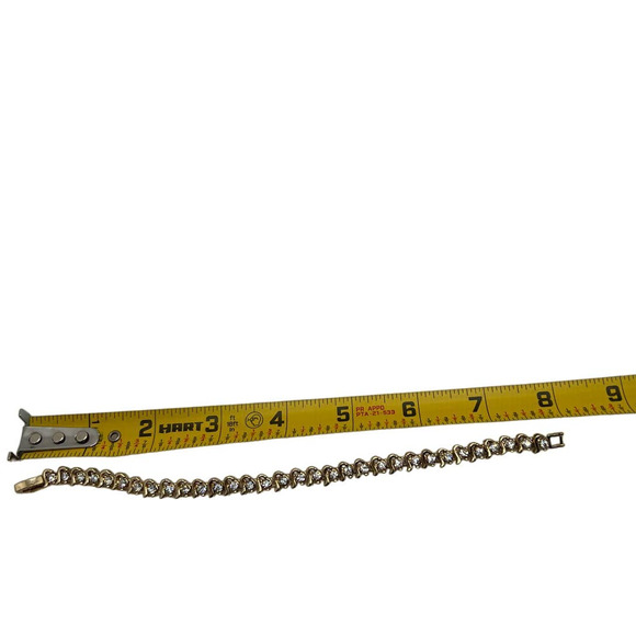 Classic Faux-Diamond-Look Gold-Tone Metal Bracelet - Picture 6 of 8